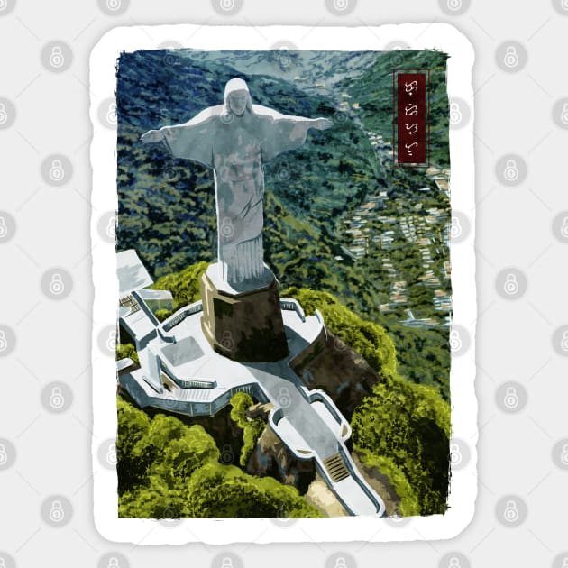 Christ the Redeemer - Black Sticker by Thor Reyes